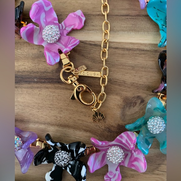 Lele Sadoughi Crystal Lily flower Collar Necklace jewelry new with dust bag - Picture 6 of 8